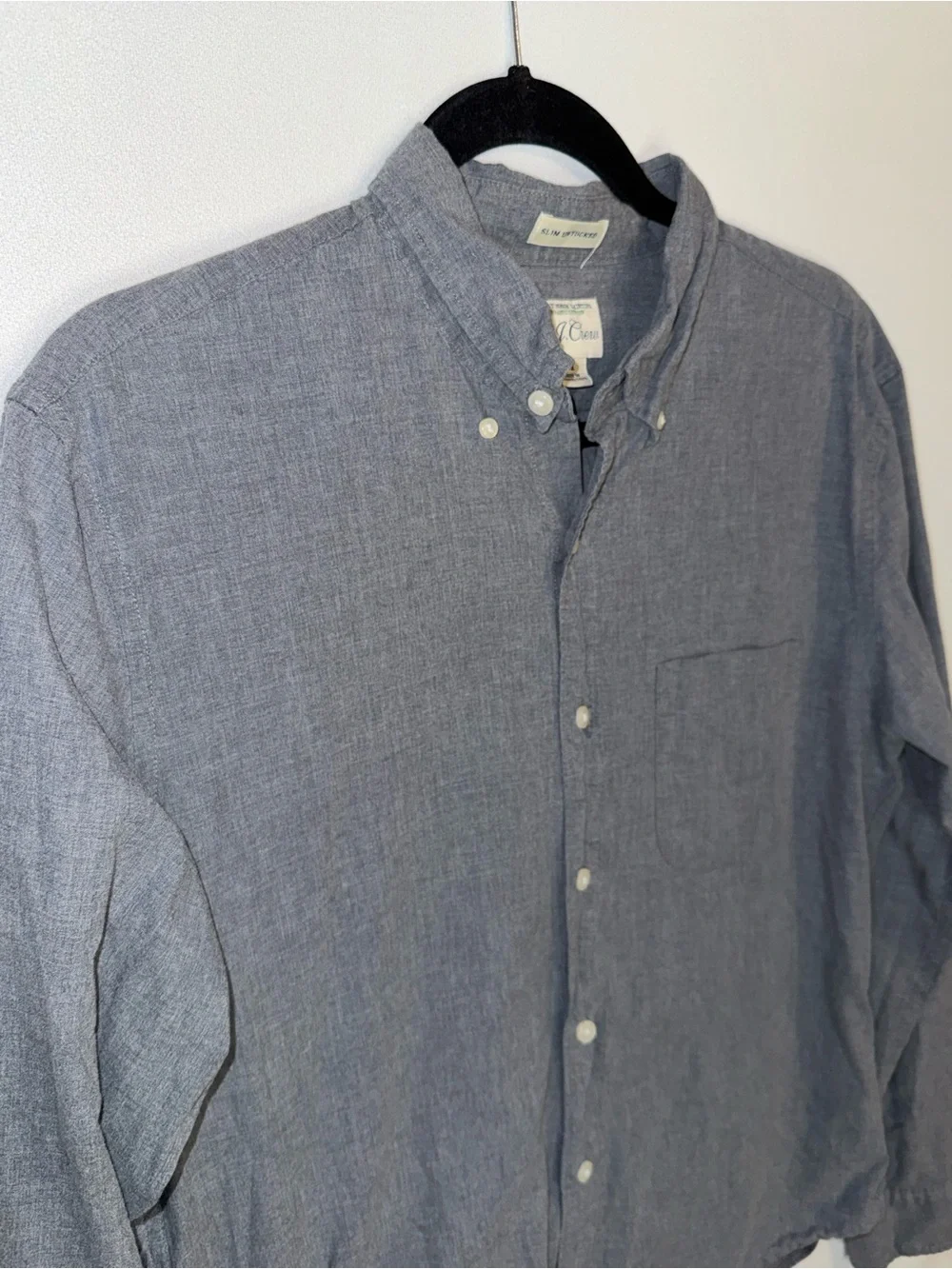 J. Crew Men’s LS Button-Down Slim Untucked Shirt in Blue Gray Size Medium